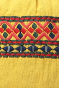 Tuscan Yellow Cotton Mirror Tassels Potli image 6