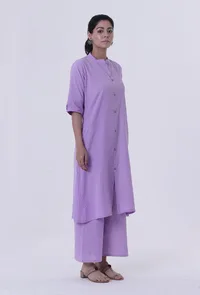 Set Of 2: Lavender Cotton Kurti With Palazzo Set image 2