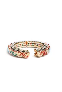 Green & Red Pearl Kundan Bangle image 3