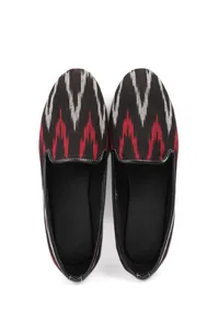 Black, Red & Grey Ikat Flat Cruelty Free Leather Ballerina image 2