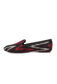 Black, Red & Grey Ikat Flat Cruelty Free Leather Ballerina image 4