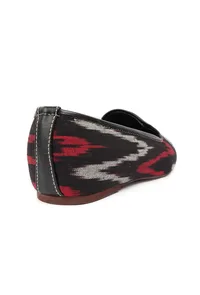 Black, Red & Grey Ikat Flat Cruelty Free Leather Ballerina image 6