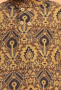 Set Of 2: Ativ Khaki Ajrakh Print Cotton Kurta & Off White Pyjama image 4