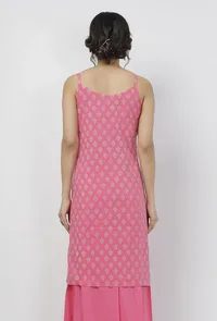 Gul Pink Small Floral Buti Hand-Block Printed Cotton Slip image 5