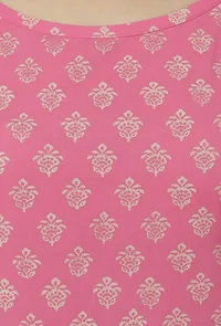 Gul Pink Small Floral Buti Hand-Block Printed Cotton Slip image 6