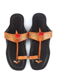 Genuine Cruelty-Free Leather Ethnic Toe-Ring Kolhapuri Sandals image 2