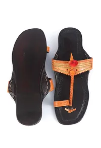 Genuine Cruelty-Free Leather Ethnic Toe-Ring Kolhapuri Sandals image 6