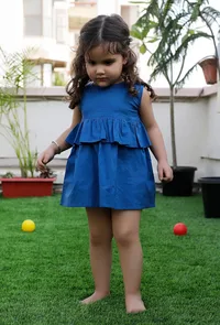 Serina Blue Cotton Cotton Dress image 1