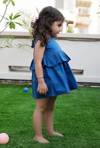 Serina Blue Cotton Cotton Dress image 3