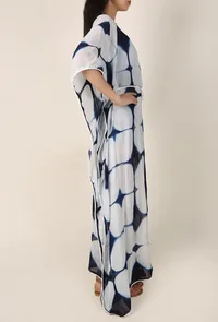 Indigo and White Clamp Dyed String Kaftan image 3