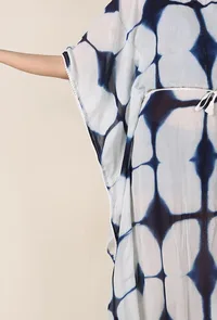 Indigo and White Clamp Dyed String Kaftan image 5
