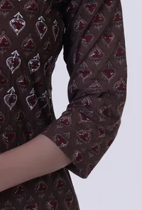 Set Of 2: Block Printed Green Color Cotton Kurta & Pant image 6