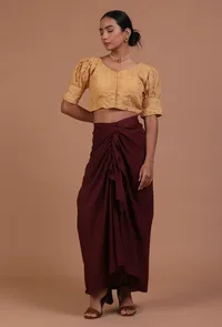 Golden Color Cotton Chikankari Blouse image 2