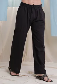 Black heavy cotton flex elasticated waist pajama image 2