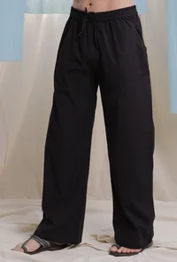 Black heavy cotton flex elasticated waist pajama image 3