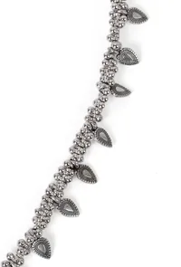 German Silver Designer Ganpati Pendant With Ghunghru Leaf Long Chain Necklace image 4