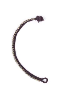 Set Of 2: Nura Brown Thread & Antique Plated Brass Beaded Anklets image 3