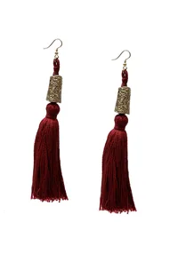 Maroon Tassels Tribal Earrings image 2