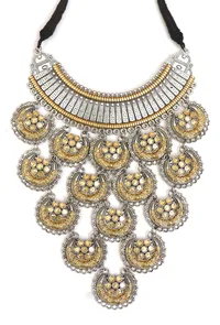 Maharani Chandram Royal Antique Oxidized Coin Statement Necklace image 3