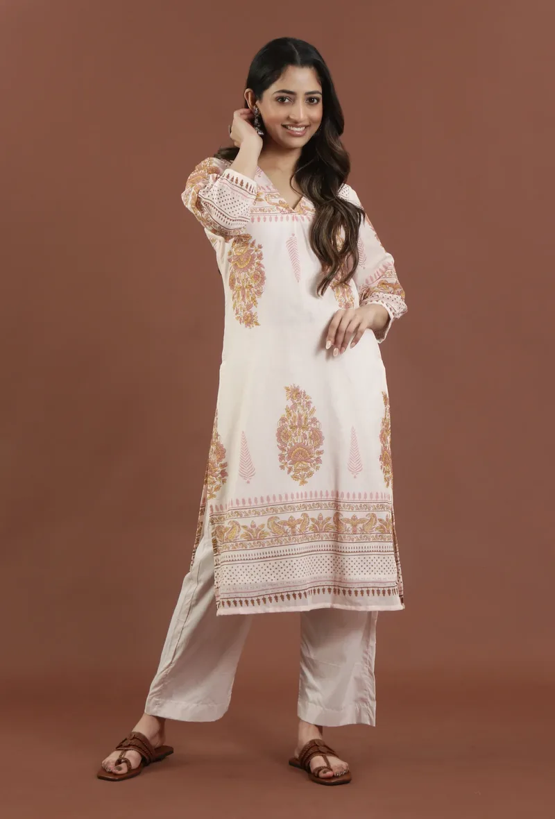 Printed Cotton Straight Kurta