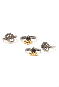 Set of 4: Malvika Silver Brass Toering image 2