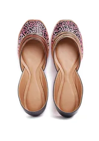 Red and Black Zig Zag Tili Aari Embroidery Jutti image 1