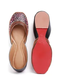 Red and Black Zig Zag Tili Aari Embroidery Jutti image 2