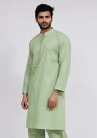 Mint Green cotton Button Down Kurta image 3