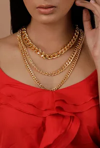 Nura Twisted Three Layered Chain Necklace image 1