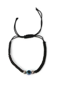 Handmade Nazariya 6 mm Evil Eye Charms Black Thread Bracelet Adjustable image 2
