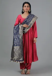 Egyptian Blue Bandhani Brocade Dupatta image 2