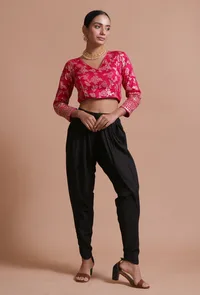Pink Color Raw Silk Embroidered Blouse image 2