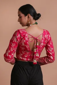 Pink Color Raw Silk Embroidered Blouse image 6
