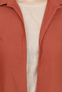 Rust A-Line Ikkat Cape with Sleeves image 3