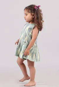 Green and Yellow Ikat Flared Dress image 3