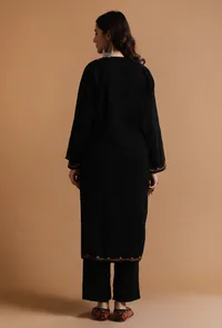 Black Kashmiri Sozni Embroidery Phiran-Free Size image 4