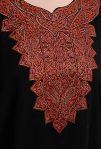Black Kashmiri Sozni Embroidery Phiran-Free Size image 5