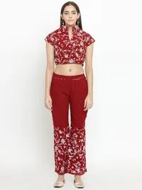 Maroon Parsi Embroidered Palazzos image 1