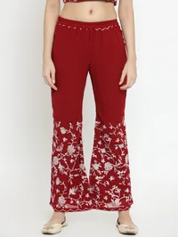 Maroon Parsi Embroidered Palazzos image 2