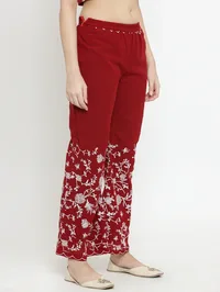 Maroon Parsi Embroidered Palazzos image 3