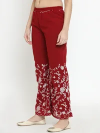 Maroon Parsi Embroidered Palazzos image 4