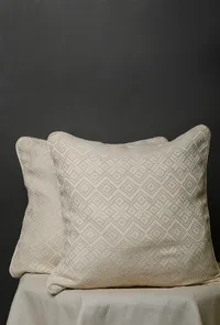 Geometric Cream Cotton Jacquard Cushion Covers - 2 image 1