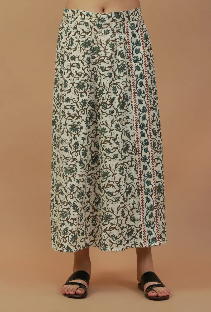 The Botanical Meadow Floral Printed Tie Up Wrap Skirt