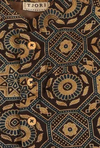 Rizwi Black Ajrakh Print Cotton Nehru Jacket image 4