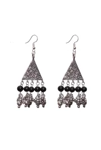 Silver Plated Brass Black Triangular Earrings image 3
