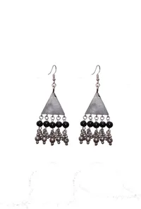 Silver Plated Brass Black Triangular Earrings image 4