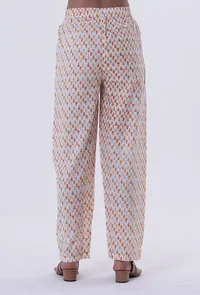 White & Multicolor Cotton Block Printed Pant image 3
