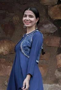 Geeti Indigo Cotton Hand Block Printed Farzi Short Jacket image 3