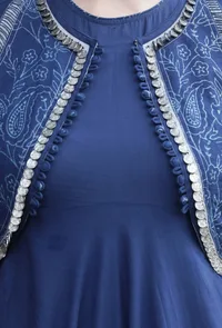 Geeti Indigo Cotton Hand Block Printed Farzi Short Jacket image 5