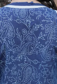 Geeti Indigo Cotton Hand Block Printed Farzi Short Jacket image 6